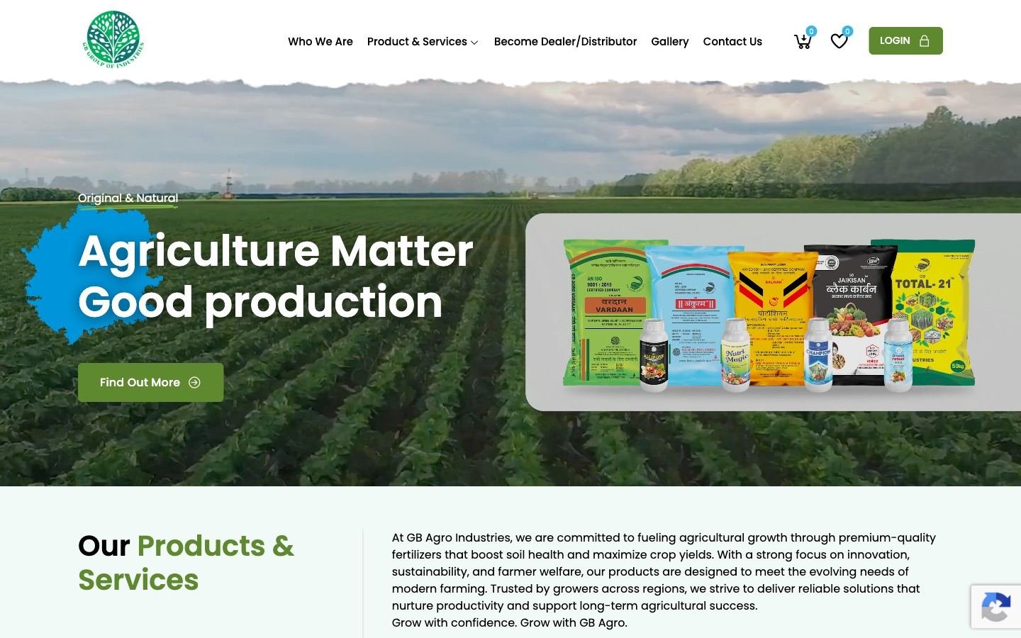 GB Agro website home page